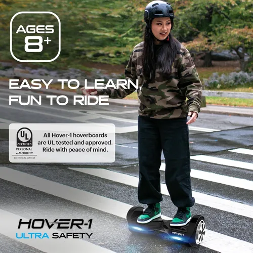 Vista 5 de Hover-1 Scooter ultra eléctrico de autoequilibrio con velocidad máxima de 9 MPH, rango de 9 millas, motor de 400 W, batería de iones de litio