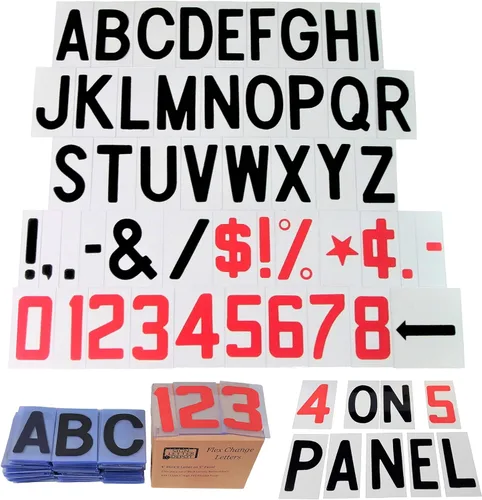 Vista 6 de Letras de 4 pulgadas impresas en panel flexible de 5 pulgadas para letreros al aire libre – Letras de letrero portátiles intercambiables – Letras