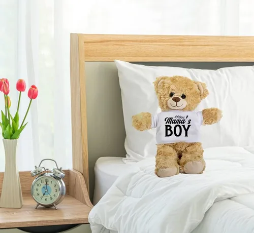 Vista 4 de Mama's Boy Teddy Bear, Mama Gift , Gift For Mama Gift Stuffed Animal, Plush Teddy Bear with Tee, Welcoming Baby Gift, Gift for Her, Gift for