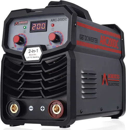 Vista 2 de Amico ARC-200DC, soldador TIG de arco de palo profesional de 200 amperios, uso E6010 E6011 E6013 E7014 E7018, etc. 80% ciclo de trabajo