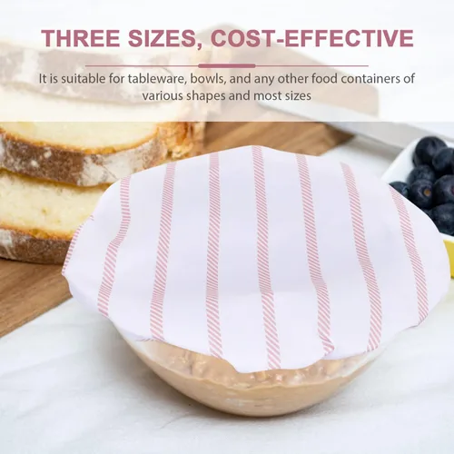 Vista 8 de Fundas reutilizables de tela de algodón para tazones: fundas elásticas lavables para almacenamiento de alimentos, 3 unidades, bolsas