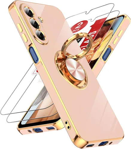 Vista 75 de LeYi para Funda de Teléfono Samsung Galaxy A13-5G: Protector de Pantalla de Vidrio Templado, Soporte Magnético Giratório de Anillo 360°, Borde Negro