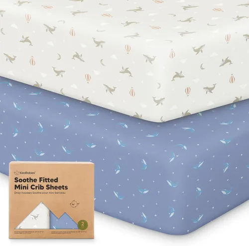 Vista 26 de 2 paquetes de sábanas ajustadas para mini cuna - 38x26 sábanas Pack N Play para colchón Pack and Play, algodón orgánico, ropa de cama transpirable
