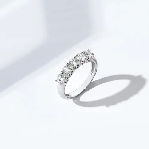 Vista 6 de Tienda Collection Sterling Silver Five-Stone Ring set with Round Cut Infinite Elements Cubic Zirconia