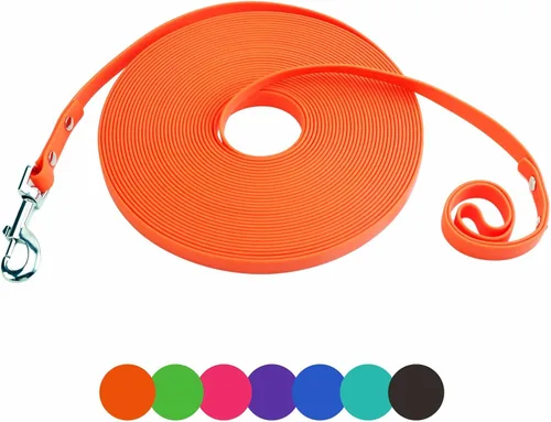 Vista 8 de Correa de entrenamiento para perros, correa larga impermeable, fácil de limpiar, línea larga de 6, 10, 15, 30, 50 pies, para perros pequeños, Negro