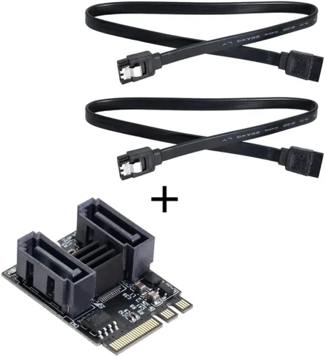 Vista 8 de NFHK NGFF clave A+E PCI Express a SATA 3.0 6Gbps adaptador de doble puerto convertidor tarjeta de extensión de disco duro JMB582 2230