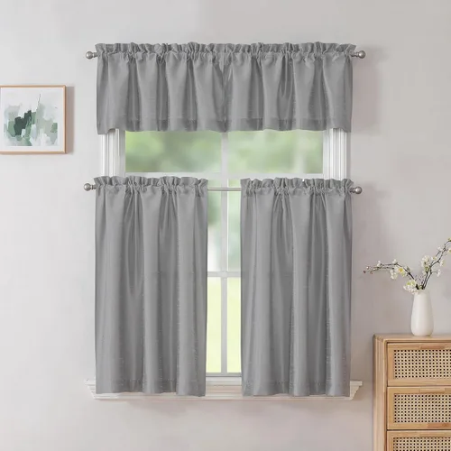 Vista 89 de Chyhomenyc Uptown - Cortinas negras de 24 pulgadas de largo, 2 paneles, cortinas cortas de seda sintética para oscurecer la habitación, cortinas