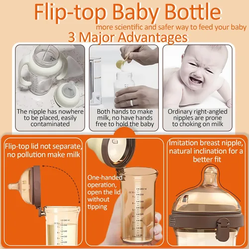 Vista 7 de Biberón PPSU, biberones para bebés amamantados, biberones anticólicos abatibles de 8 oz/8.1 fl oz 0-3 meses