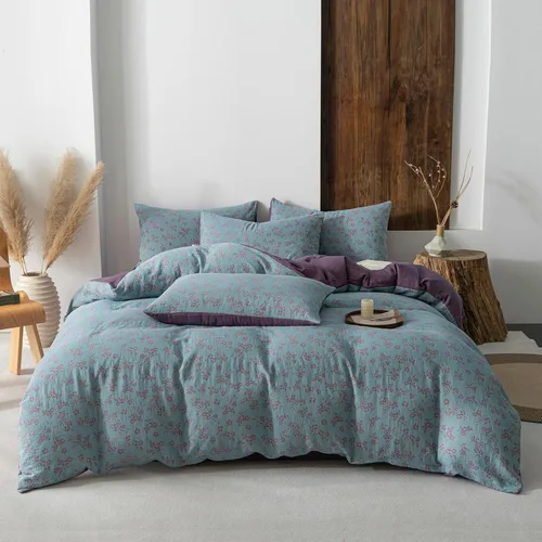 Vista 57 de EAVD - Juego de funda nórdica con motivos florales botánicos, tamaño King, 100 % algodón, suave y reversible, 2 fundas de almohada, funda de edredón