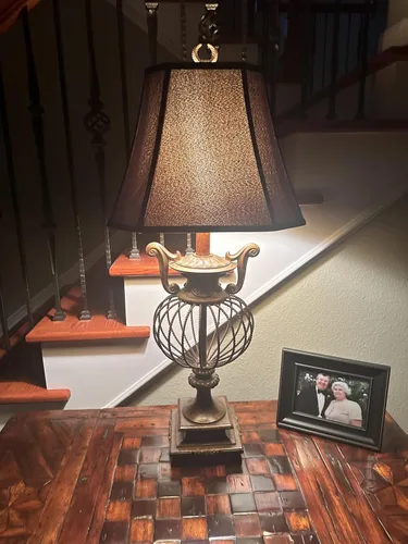 Vista 6 de Upgradelights Pantalla rectangular de repuesto de seda negra de 12 pulgadas con forro dorado