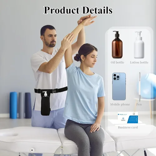 Vista 7 de Funda para terapeuta de masaje profesional, ajustable, cinturón de cintura, loción, soporte para botella de aceite para terapia en el hogar manos