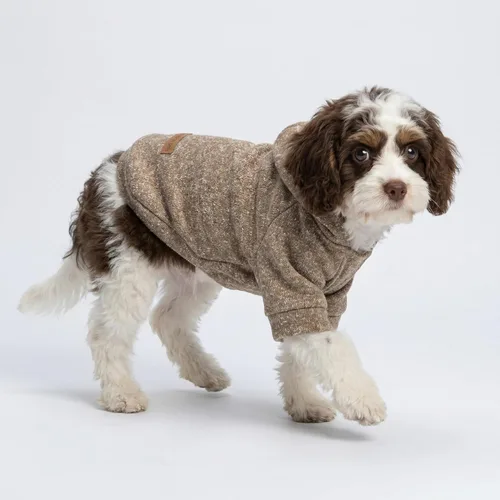Vista 7 de Fitwarm Suéter de punto con capucha para perro, ropa de invierno para perros pequeños, niños y niñas, suéter ligero con capucha para mascotas, caqui