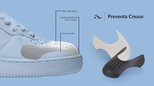 Vista 2 de Protector de arrugas para zapatos (2 pares, 1 negro y 1 blanco), protector de zapatos para Jordan Air Force, Nike, Dunks, material TPE duradero