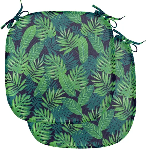 Vista 8 de Lunarable Juego de 4 cojines de asiento para silla, diseño de pétalos de flores de iris florecientes, arte de forma desgastada, acolchado de asiento