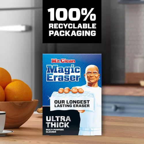 Vista 6 de Mr. Clean Magic Eraser - Limpiador multiuso ultra grueso, esponja de borrador mágico, limpiador multisuperficie, 1 unidad