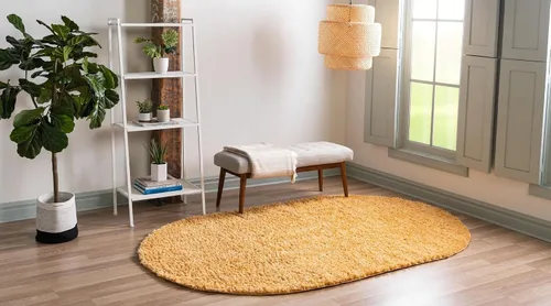 Vista 328 de Unique Loom Colección Davos Shag - Alfombra Lino