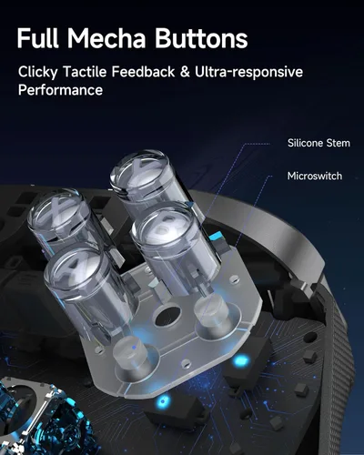 Vista 9 de EasySMX D10 Wireless Game Controller TMR Anti-Drift Joysticks, Dual-Mode Triggers, 1000Hz Polling, Mechanical Buttons, RGB Bluetooth Gamepad for