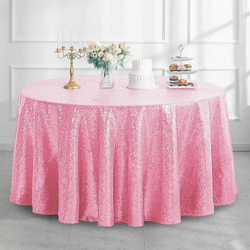 Vista 12 de Pufogu Mantel redondo de lentejuelas negras de 50 pulgadas con purpurina negra para decoración de cumpleaños, boda, despedida de soltera, baby Negro