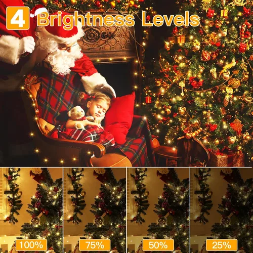 Vista 8 de Ollny Luces de Navidad 1000 LED de 330 pies, IP67 impermeable, enchufable, luces para árbol de Navidad con control remoto, 8 modos, 3 Blanco frío