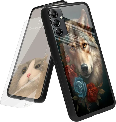 Vista 22 de Funda para Samsung Galaxy A12 5G con protector de pantalla, parte trasera de vidrio templado + TPU de silicona suave que absorbe los golpes