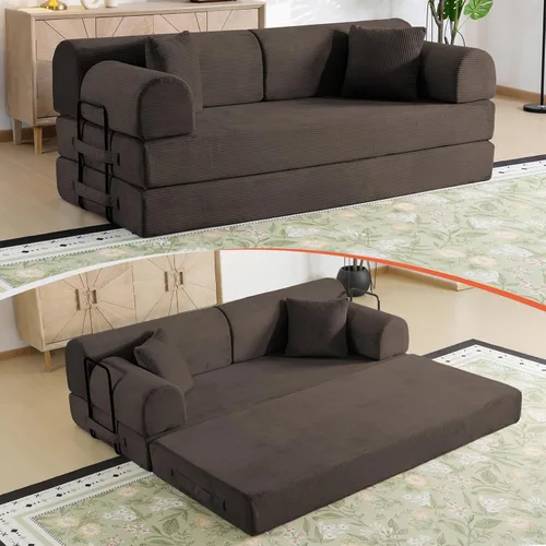 Vista 22 de Sofá cama de espuma viscoelástica de 79 pulgadas, futón convertible con Negro