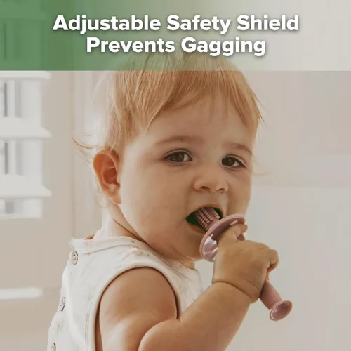 Vista 3 de Haakaa cepillo de dientes para bebés 360° con base de succión - Limpieza suave para el entrenamiento de auto-cepillado del bebé, silicona de calidad