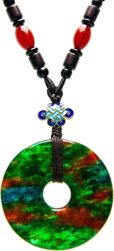 Handmade Lucky Buckle Necklace, Seven Color Jade Natural Stone Pendant Necklace, Donut Shape Lucky Amulet, Gift for Women and Best Friend