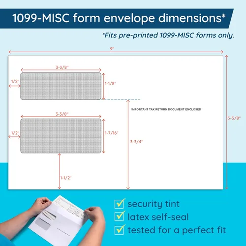 Vista 3 de Blue Summit 1099 Formularios MISC 2025 con sobres, kit de formularios de impuestos de 4 partes, kit de 12 formularios láser, compatible
