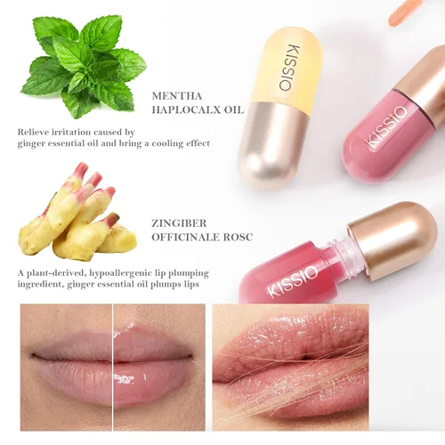 Vista 3 de KISSIO Rellenador de Labios, Lápiz Labial Brillante para Rellenar Labios, Embellecedor de Labios, Suero de Labios con Extractos de Plantas, Lápiz