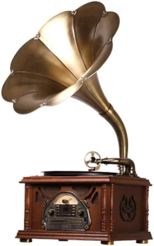 Reproductor de Discos de Fonógrafo Bluetooth, Versión Portátil Gramófono Estilo Vintage Retro Altavoz Subwoofer/Aux-in, CD, Radio FM/AM, Adaptador