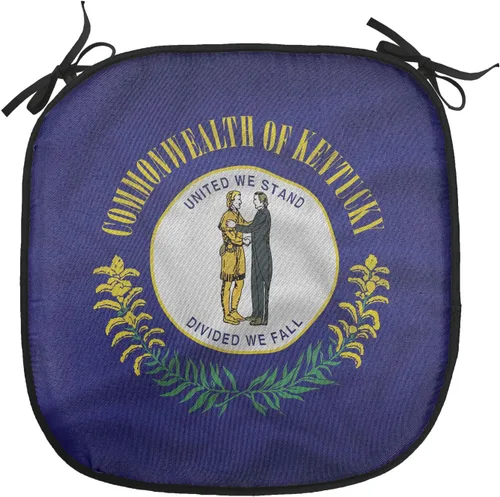 Vista 12 de Lunarable American Chair Cushion Pad, Massachusetts Flagg Holds a Bow and Pointing Downward Arrow, Seat Padding for Kitchen & Patio with Anti-Slip