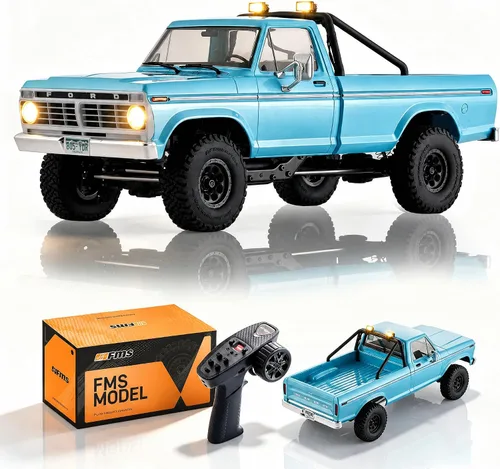 EAZYRC FMS FCX18 II Ford F-100 1/18 RC Crawler, RTR RC Truck Hobbygrade RC Car 4x4 Offroad Mini Rock Crawler con transmisión de 2 velocidades Azul