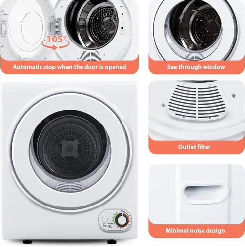 Vista 5 de Euhomy Secadora de ropa portátil de 110 V, 850 W, secadoras de lavandería compactas de 1.5 pies cúbicos de carga frontal, máquina secadora eléctrica