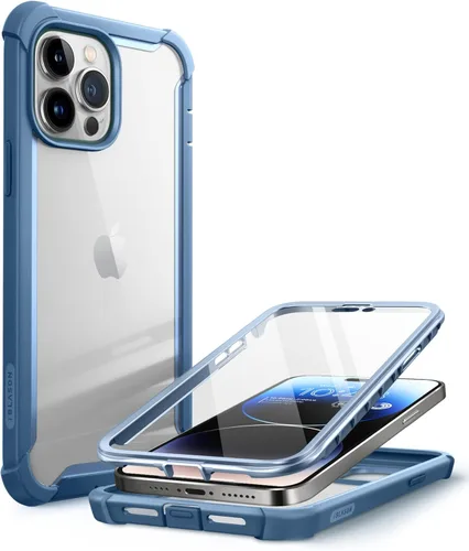 Vista 14 de i-Blason Ares - Funda para iPhone 14 Pro Max [protector de pantalla integrado] [protección de grado militar] Funda transparente delgada de cuerpo