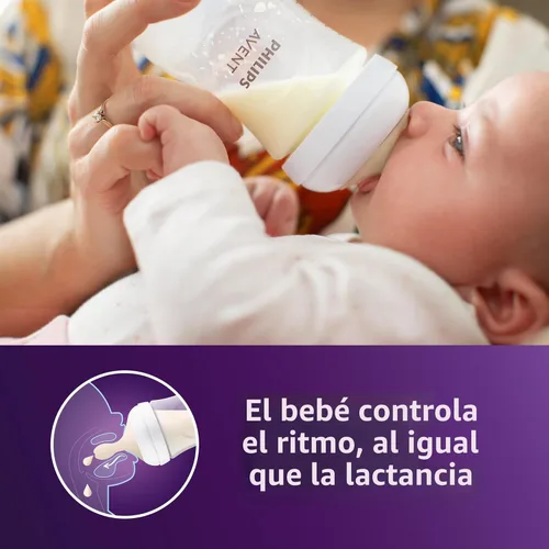 Vista 2 de Philips AVENT - Biberón natural con boquilla de respuesta natural, transparente, 9 onzas, paquete de 4, SCY903/04