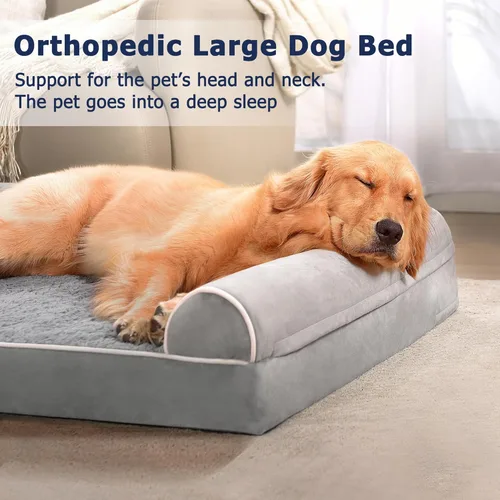 Vista 3 de WESTERN HOME Cama grande para perro, camas ortopédicas para perros con forro impermeable, sofá XL para mascotas con funda extraíble lavable y parte