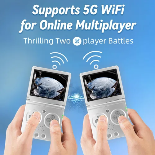Vista 4 de RG35XXSP Flip Handheld Game Console 3.5 pulgadas IPS Clamshell Video Gaming Console Sistema Linux con tarjeta 64G TF Juego en línea (Plata)