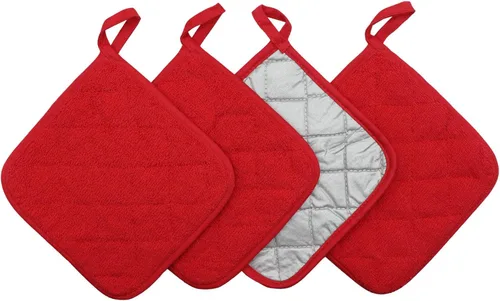 Vista 10 de Juego de 4 soportes de algodón para ollas de algodón, lavables a máquina, resistentes al calor, para uso diario, cocina, almohadillas calientes, Gris