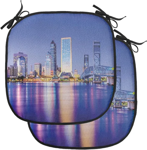 Vista 174 de Lunarable American Chair Cushion Pad, Massachusetts Flagg Holds a Bow and Pointing Downward Arrow, Seat Padding for Kitchen & Patio with Anti-Slip