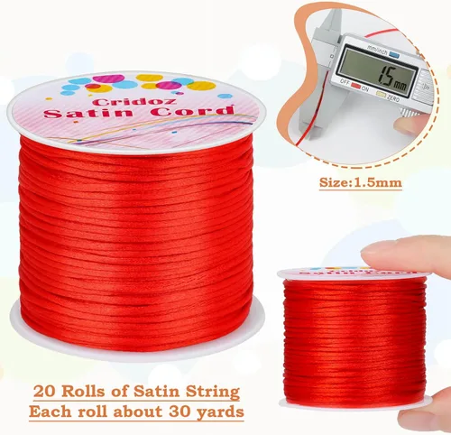 Vista 3 de Cridoz 12 rollos de cuerda de nailon para pulseras, cordón de seda de cola de rata satinado, cuerda sedosa para cuentas para Kumihimo, pulseras