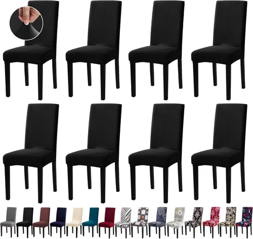 Vista 39 de Fundas para Sillas, Juego de 4 Fundas Elásticas para Sillas de Cocina y Comedor, Fundas Lavables y Extraíbles para Sillas de Comedor para Hogar