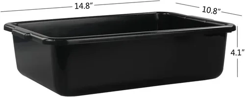 Vista 2 de Pequeña caja comercial de 8 L, tinas rectangulares de autobús, paquete de 4, color negro
