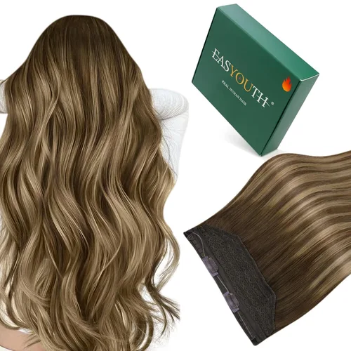 Vista 57 de Easyouth - Extensiones de cabello humano estilo halo con alambre
