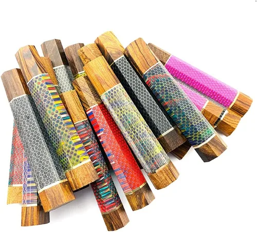 Vista 5 de Mango de cuchillo de resina de panal de abeja, mango octogonal de madera estilo japonés, material para hacer cuchillos, herramienta de bricolaje