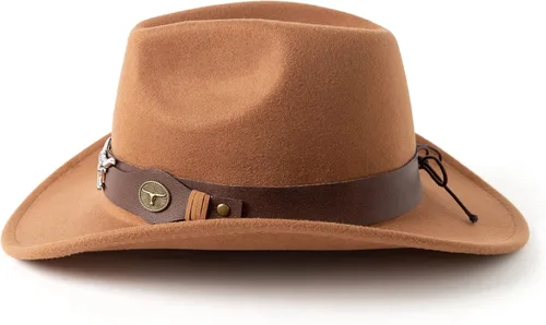 Vista 3 de Gossifan Sombreros clásicos de vaquera occidental para mujer con cinturón ancho