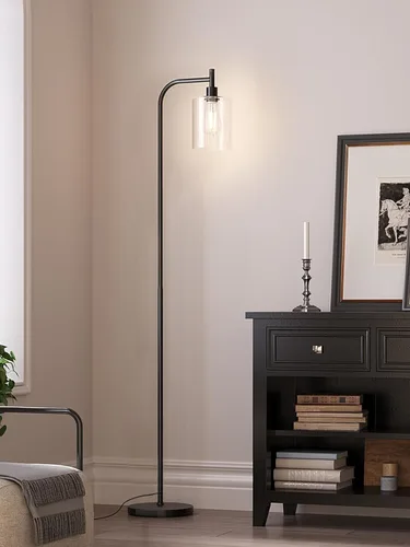 Vista 3 de Lámparas de pie addlon para sala de estar con iluminación brillante con pantalla de vidrio, lámpara de pie moderna y brillante con bombillas LED