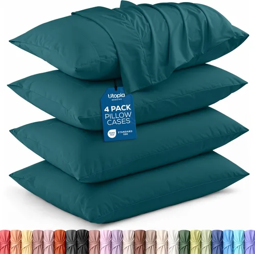 Vista 77 de Utopia Bedding - Juego de 4 fundas de almohada tamaño estándar, con cierre de sobre, tela de microfibra cepillada suave, resistentes al encogimiento