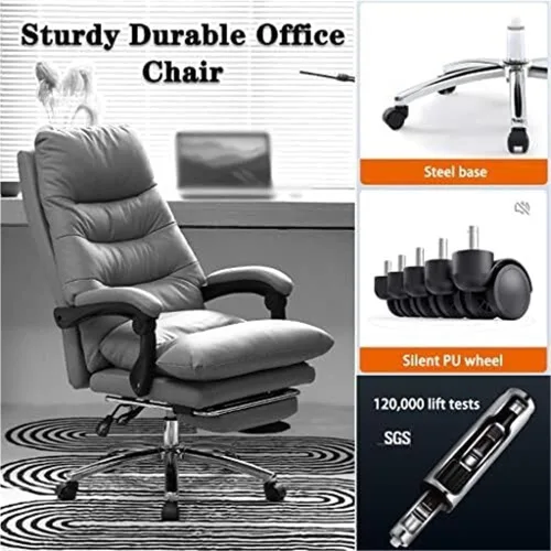 Vista 6 de Executive Big and Tall Office Chair Heavy Duty High Back Reclining Computer Desk Chair with Massage Back Linkage Armrests and Retractable Footrest