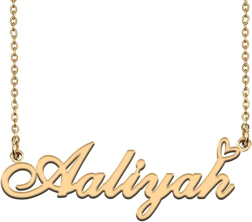 HUAN XUN Collares Personalizados con Nombre Collar Personalizado con Nombre Chapado en Oro 18k Corazón de Acero Inoxidable Joyería Personalizada