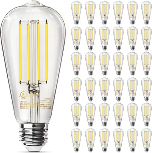 Vista 11 de TJOY - Paquete de 12 bombillas LED Edison ST58 ámbar, 8W equivalentes a 60W, 800 lm, 2200K, blanco suave, regulables, filamento LED, base E26